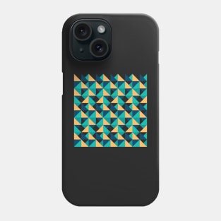 Modern Triangles, in green, blue and yellow Phone Case