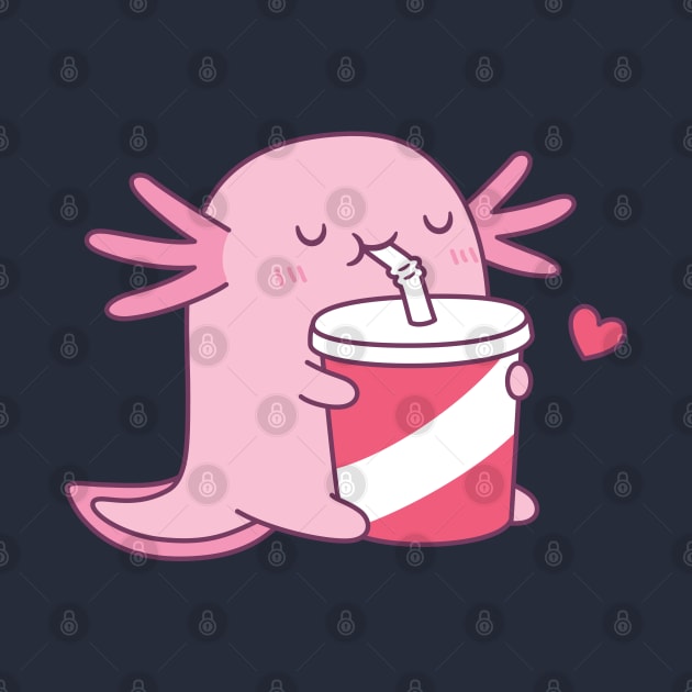 Cute Axolotl Loves Drinking Soda by rustydoodle