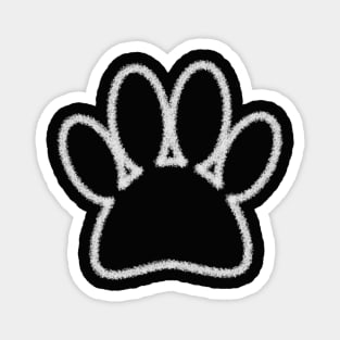 White Chalk Line Dog Paw Print Magnet