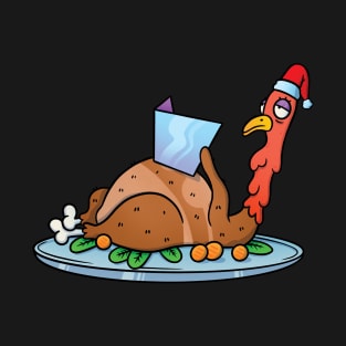 Thanksgiving Suntanning Turkey with Santa Hat T-Shirt