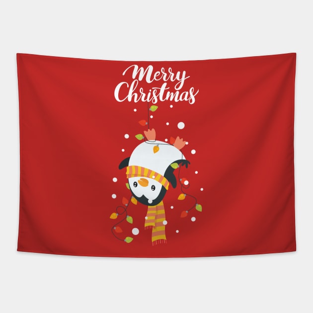 Funny Penguin Family Matching Christmas Pajamas Tapestry by USProudness