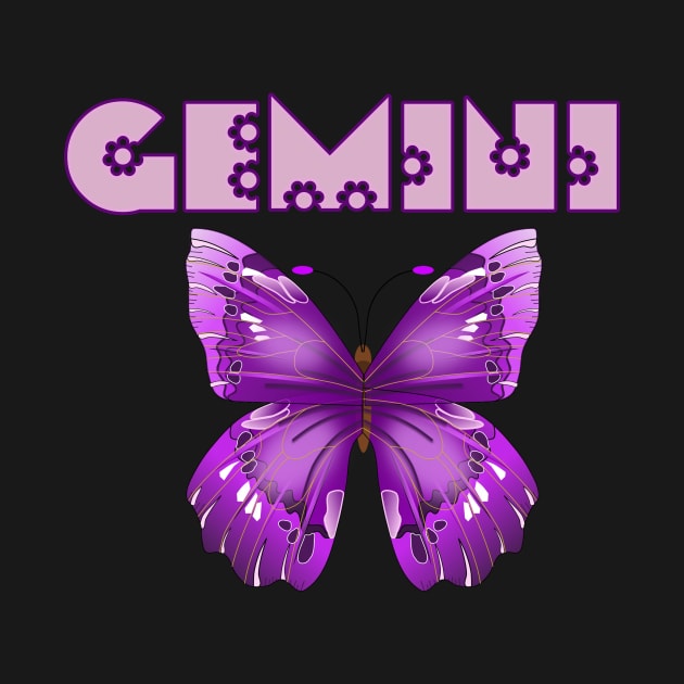 Gemini zodiac sign purple butterfly pretty by THESHOPmyshp