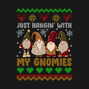 Just Hangin With My Gnomies Cute Gnome Lover Christmas T-Shirt