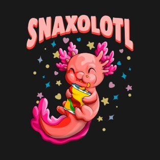 Cute Snaxolotl Kawaii Axolotl Food Snacks Sweets Pun Lover T-Shirt