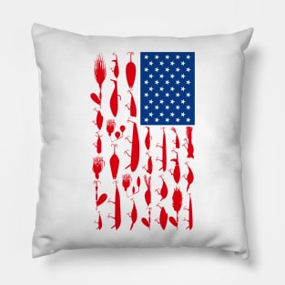 American Flag Fishing Lure Design Pillow