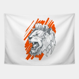 Lion face ink digital illustration Tapestry