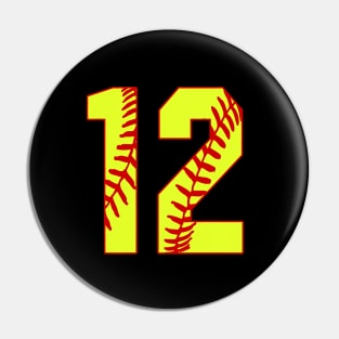 Fastpitch Softball Number 12 #12 Softball Shirt Jersey Uniform Favorite Player Biggest Fan Pin