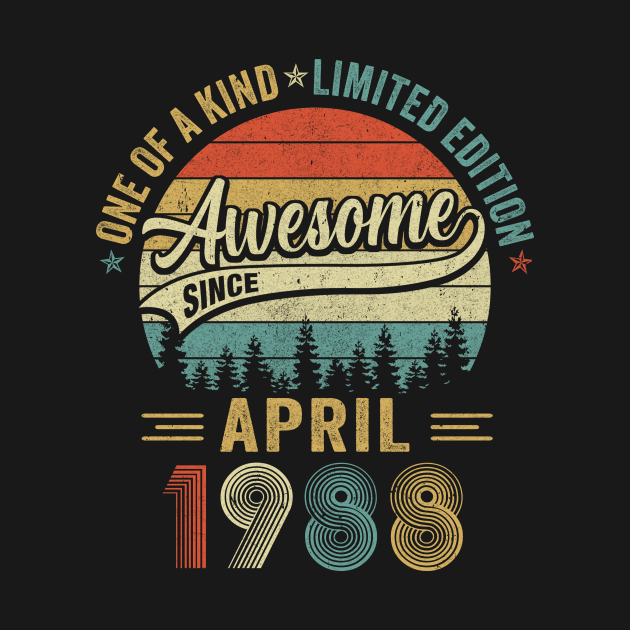 Discover April 1988 Vintage 35 Years Old Retro 35th Birthday - April 1988 Vintage 35 Years Old Retro - T-Shirt