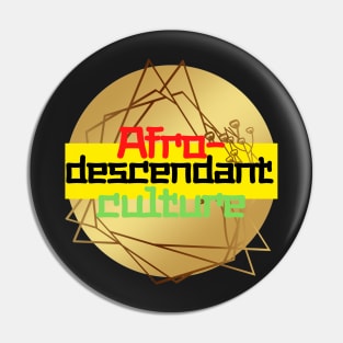 Golden geometric figure with texts in red, black, yellow and green colors Pin