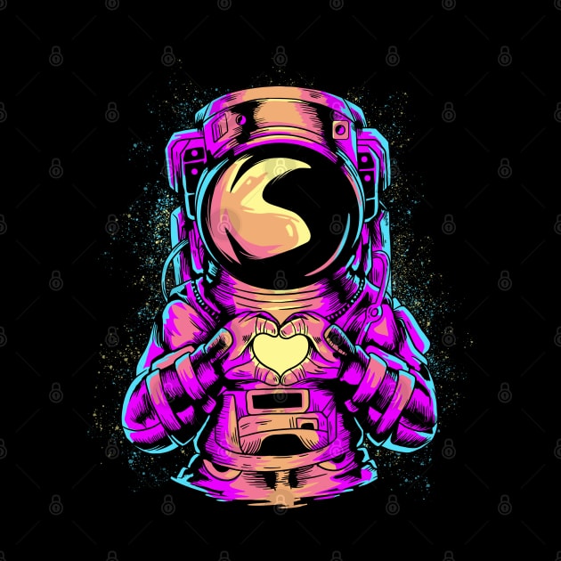 astronaut Love sign spaceman retro color by daizzy