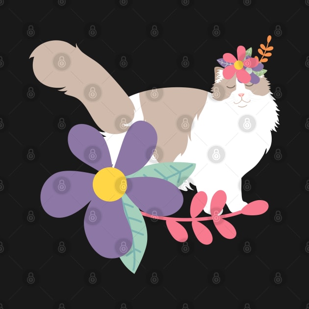 Ragdoll Cat and Colorful Flowers by LulululuPainting