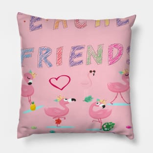 We're more than just Teacher friends we're like a really small gang - Flamingo Party - Flamingo small gang T-shirt, Flamingo Lover Short-Sle Pillow