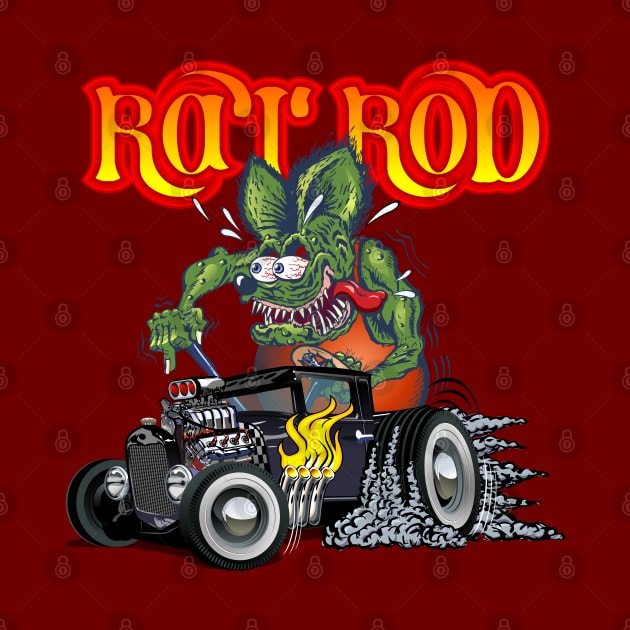 Cartoon retro rat rod by Mechanik