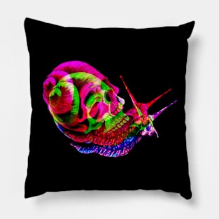 Neon Snail Skull Pillow