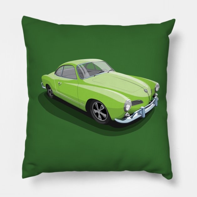 karmann ghia in light green Pillow by candcretro