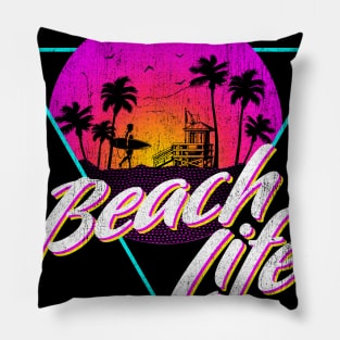 Vintage Fade Beach Life design Pillow