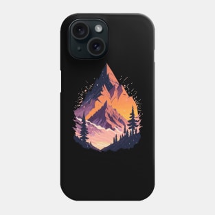 Mountains with coniferous forest at sunset Phone Case