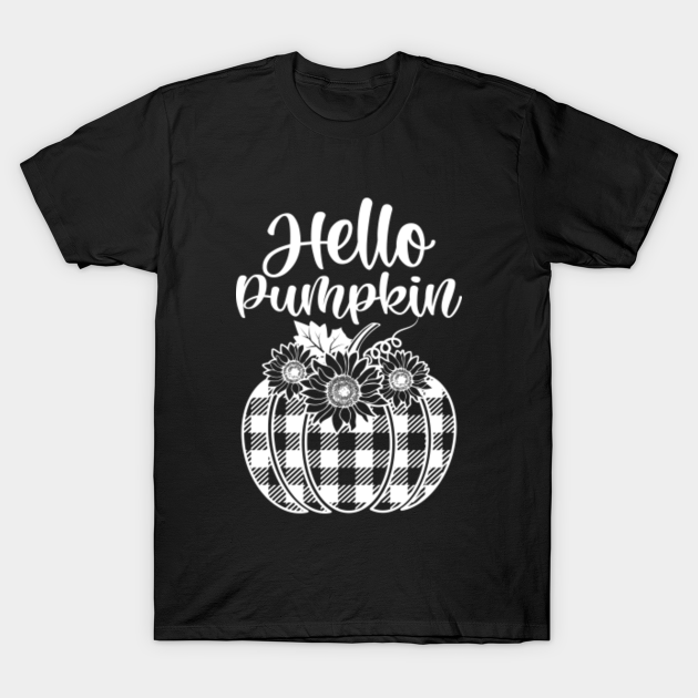 Discover Hello Pumpkin Fall Vibes Autumn Halloween Leopard Buffalo Plaid camouflage - Hello Pumpkin - T-Shirt