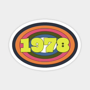 Yellow Year 1978 Rainbow Ellipse Vintage Typography Magnet