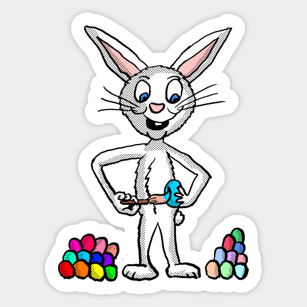 Easter Bunny Painting Eggs Easter Bunny Sticker Teepublic