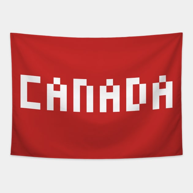 Pixel Canada White Letters Tapestry by gkillerb