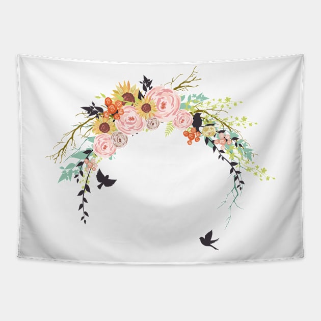 Earth Day Floral Splash Tapestry by SWON Design