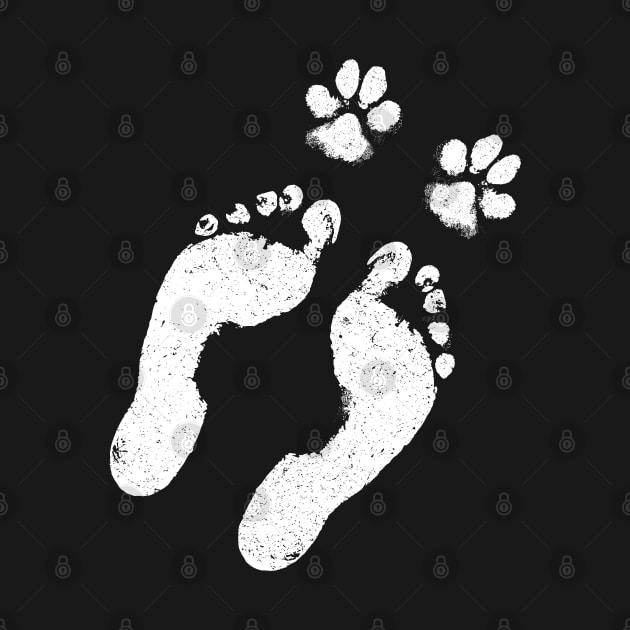 Dog Lover Gift - Diagonal Paw and Foot Prints by Elsie Bee Designs