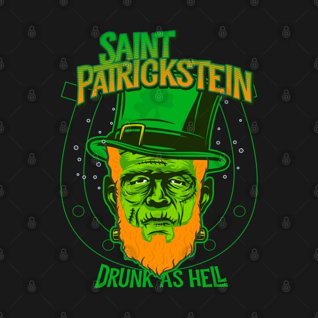 Saint Patrickstein drunk as hell Black by opippi