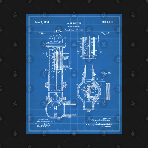 Fire Hydrant Patent - Fireman Fire House Art - Blueprint by patentpress