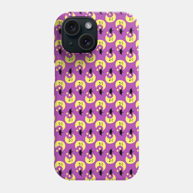 Purple Moon Bat Pattern Phone Case by saradaboru