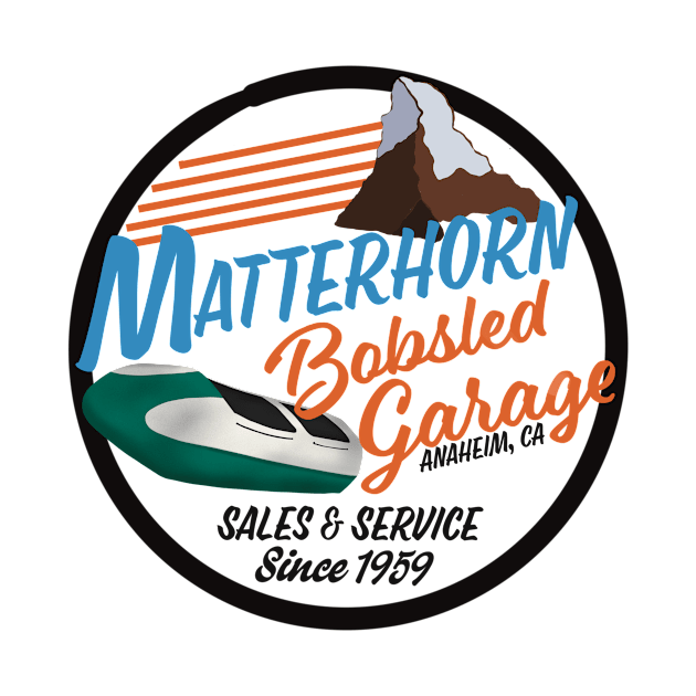 Matterhorn Bobsled Garage - Black Circle for Lighter Fabrics by WearInTheWorld