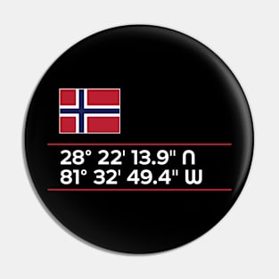 Norway Epcot World Showcase Walt Disney World Coordinates Pin