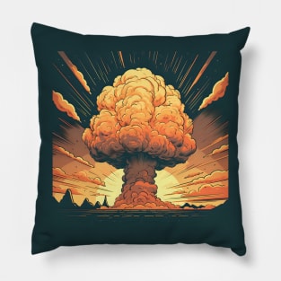Nuclear explosion with mushroom cloud illustration Pillow