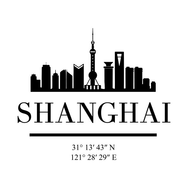 SHANGHAI CHINA BLACK SILHOUETTE SKYLINE ART by deificusArt