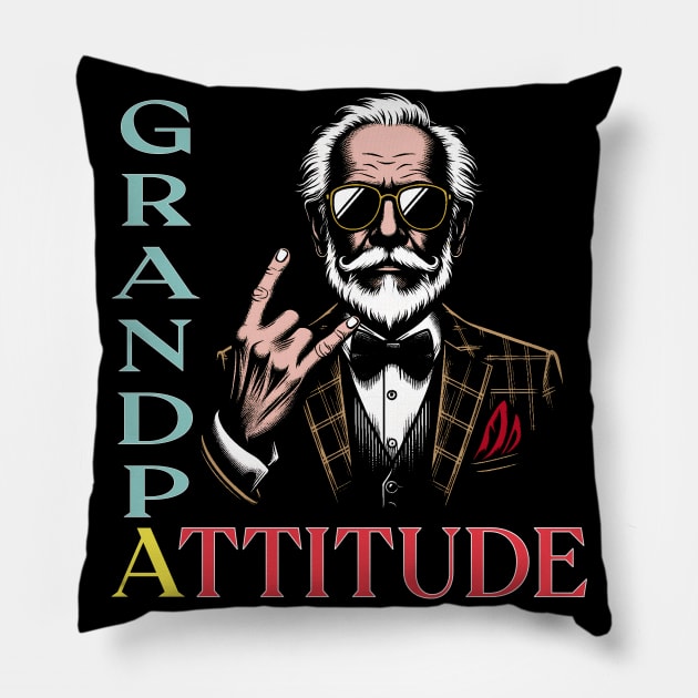 Stylish Grandpa Attitude: Age is Just a Number Pillow by MetalByte