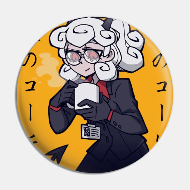 Hellbrew Coffee (Helltaker) Pandemonica Tired Demon Pin by Nyakuro