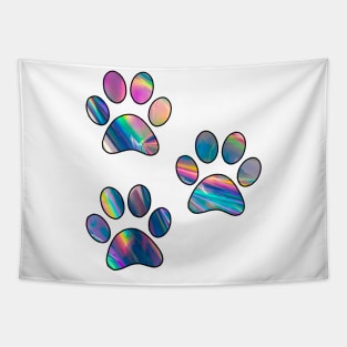 Holographic Paw Prints Tapestry