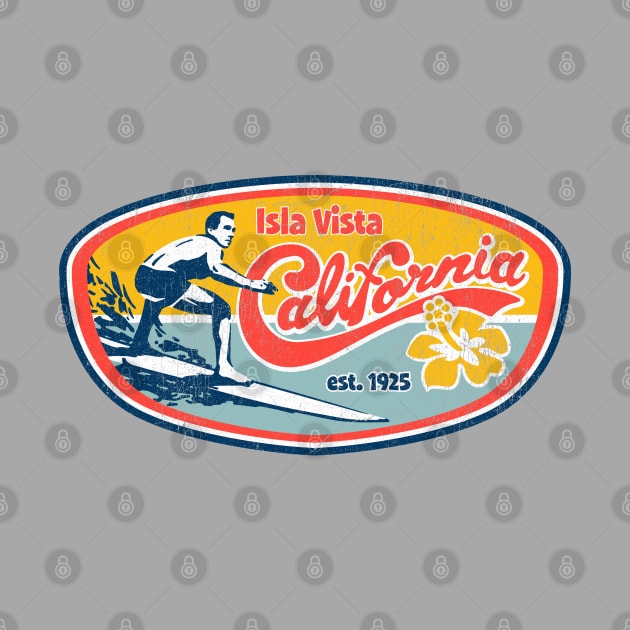 Vintage Retro Surf Style Isla Vista College Apparel design by Vector Deluxe