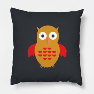 Yellow & Red Owl Pillow