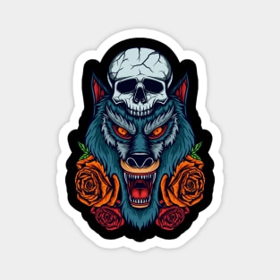 wolf head illustration design Magnet