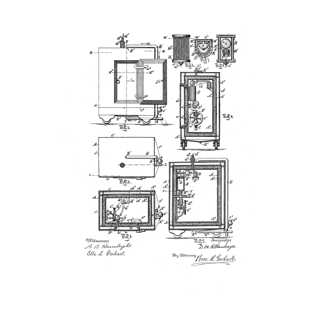 Bank Safe Vintage Patent Drawing by TheYoungDesigns