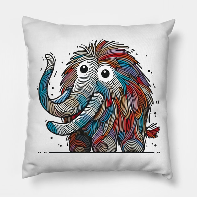 Tusked Majesty Woolly Mammoth Pillow by Cutetopia