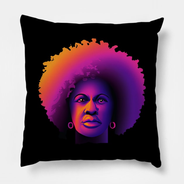 Angela Davis Black History Portrait Retro Colorful Pillow by BetterManufaktur