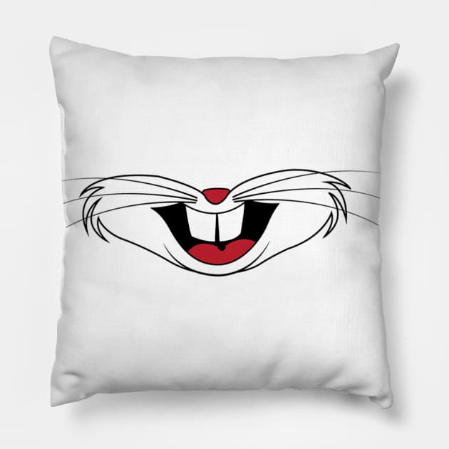 Rabbit Mouth Bunny Funny Mask Kid Gift Pillow by Funny Stuff Club