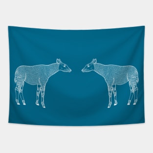 Okapis or Zebra Giraffes in Love - African animal lovers' design Tapestry