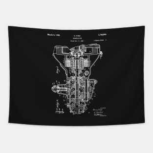 Ford Transmission Patent - Mechanic Auto Repair Garage Art - Black Chalkboard Tapestry