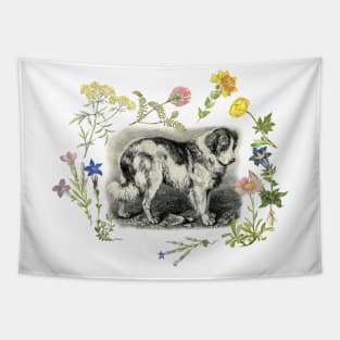 Bernardine Dog & Alpine Flowers Tapestry