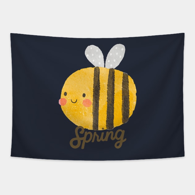 Its Spring, Funny Bee Design Tapestry by fratdd