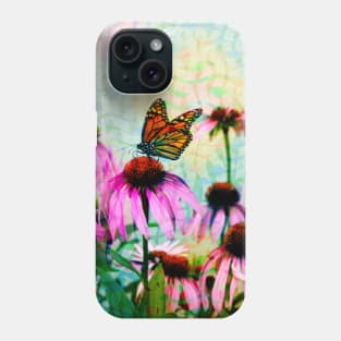 Monarch Butterfly on Pink Cone Flower Mosaic Phone Case