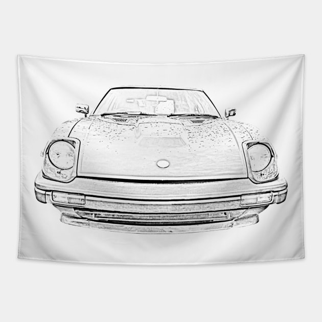 Datsun 280ZX classic car monochrome Tapestry by soitwouldseem